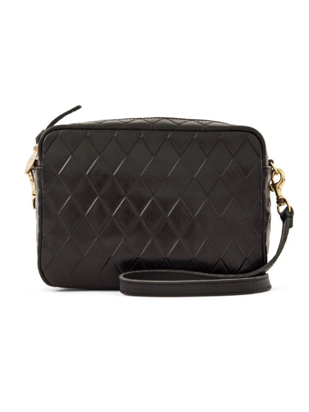 Clare V Black Quilted Leather Crossbody Midi Sac with Gold Hardware